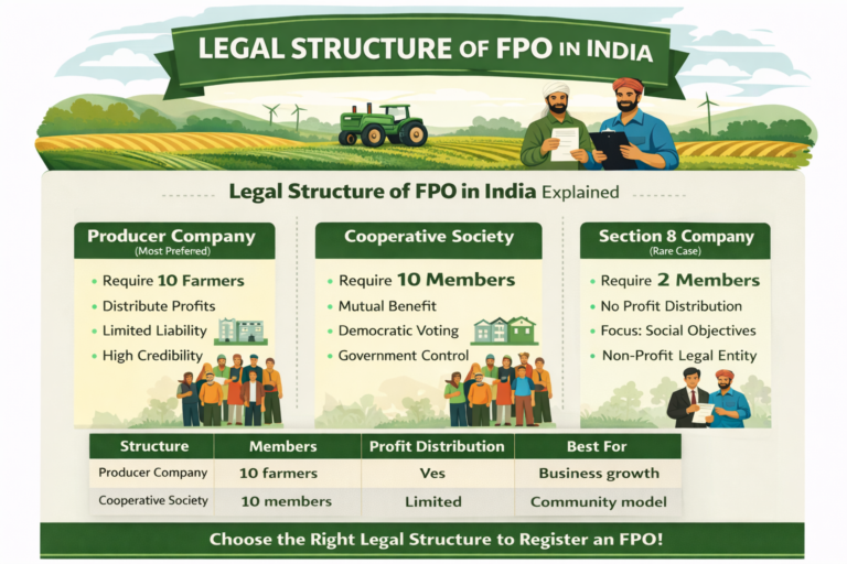 legal structure of fpo in india comparison infographic
