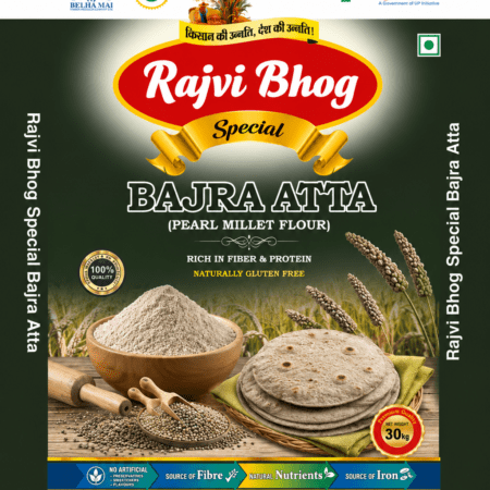 Rajvi Bhog Bajra Atta export-quality irradiated pearl millet flour 30 KG bag
