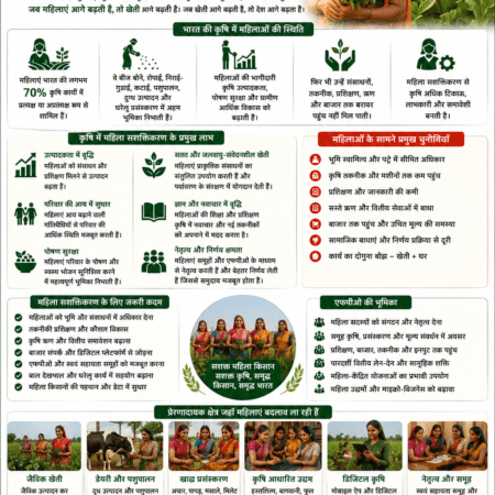 Women empowerment in agriculture showing women farmers, FPO leadership, rural enterprise, training, value addition and farmer income