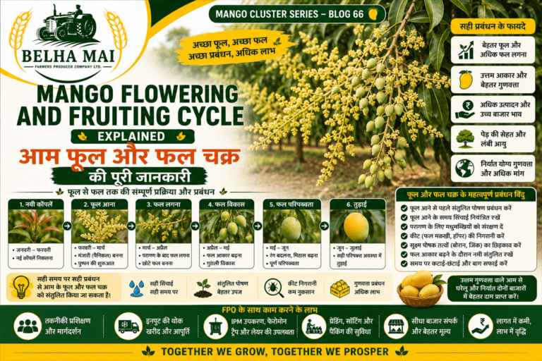 Mango flowering and fruiting cycle from flower panicle to mature mango fruit