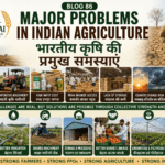Major problems in Indian agriculture showing farmer challenges, irrigation issues, costly machinery, market problems and FPO solutions