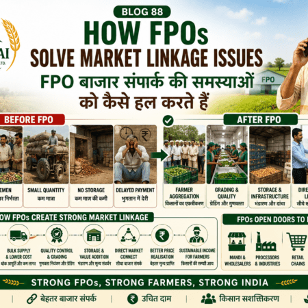 How FPOs solve market linkage issues through farmer aggregation, direct buyer connection, storage, grading and better prices