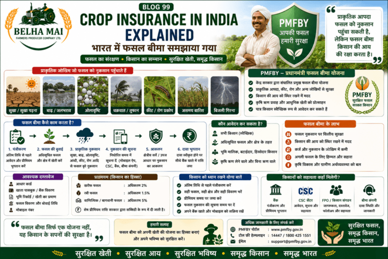 Crop insurance in India explained with PMFBY, crop loss, drought, flood, pest attack, claim process and FPO support