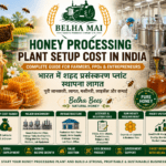 Honey processing plant setup cost in India with Belha Bees Natural Honey and Belha Mai FPO logo