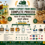 Honey export from India complete process with Belha Bees Natural Honey and Belha Mai FPO logo