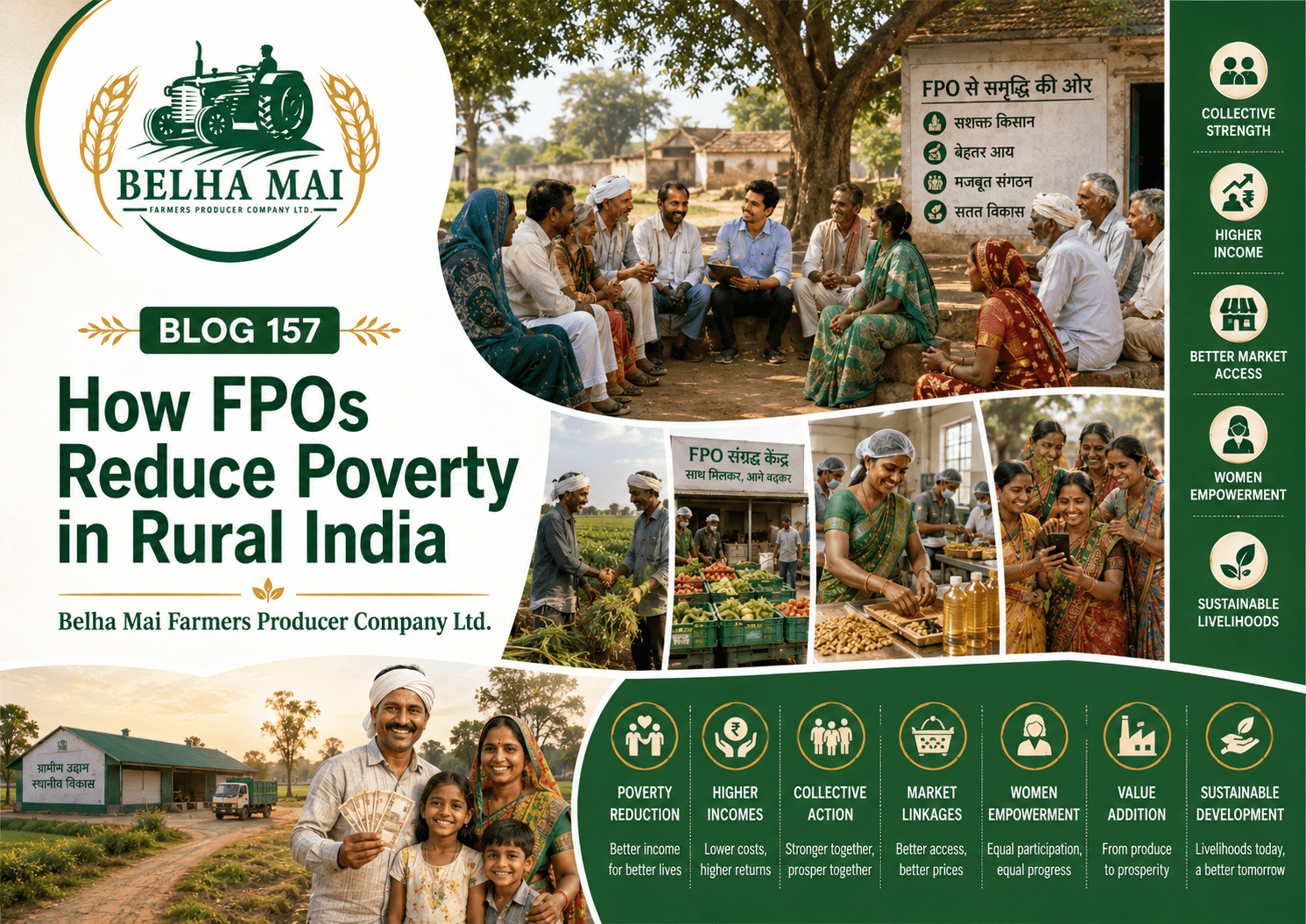 How FPOs reduce poverty in rural India through farmer income, collective strength, market linkage, women empowerment, and sustainable livelihoods