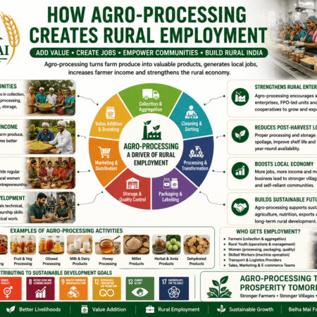 How Agro-Processing Creates Rural Employment through value addition, food processing, women empowerment, packaging, storage, and FPO-led rural enterprise