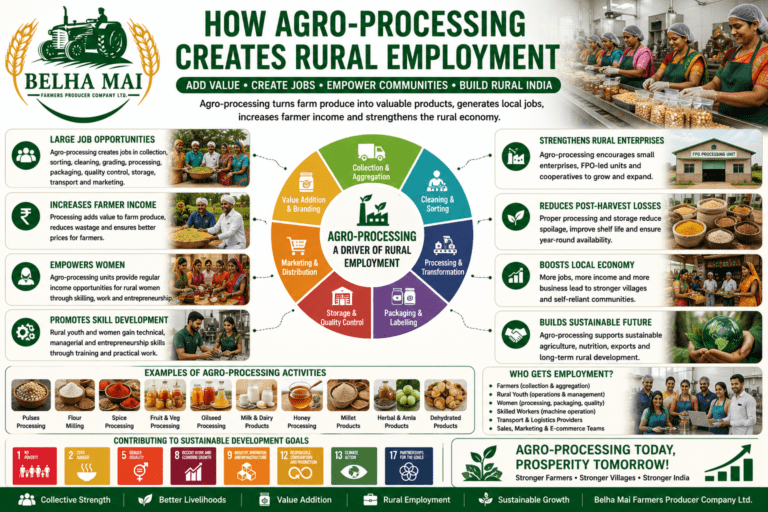 How Agro-Processing Creates Rural Employment through value addition, food processing, women empowerment, packaging, storage, and FPO-led rural enterprise