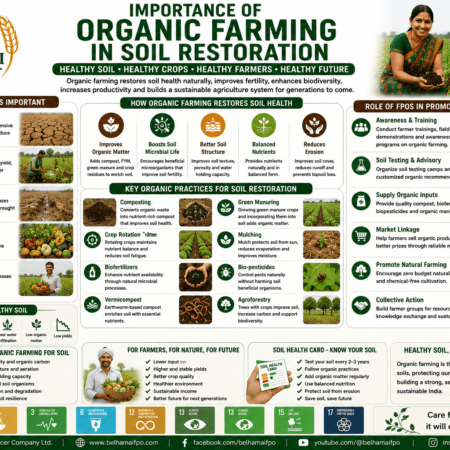 Importance of Organic Farming in Soil Restoration through compost, organic matter, soil microbes, crop rotation, bio-inputs, and sustainable agriculture