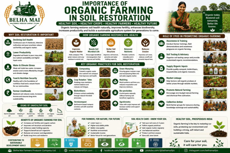 Importance of Organic Farming in Soil Restoration through compost, organic matter, soil microbes, crop rotation, bio-inputs, and sustainable agriculture