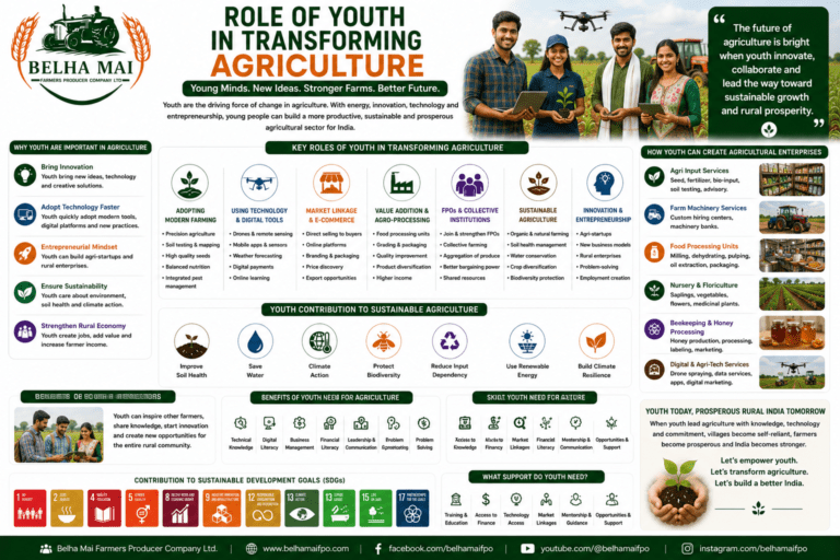 Role of Youth in Transforming Agriculture through digital tools, agri-entrepreneurship, FPOs, farm machinery, value addition, and sustainable farming