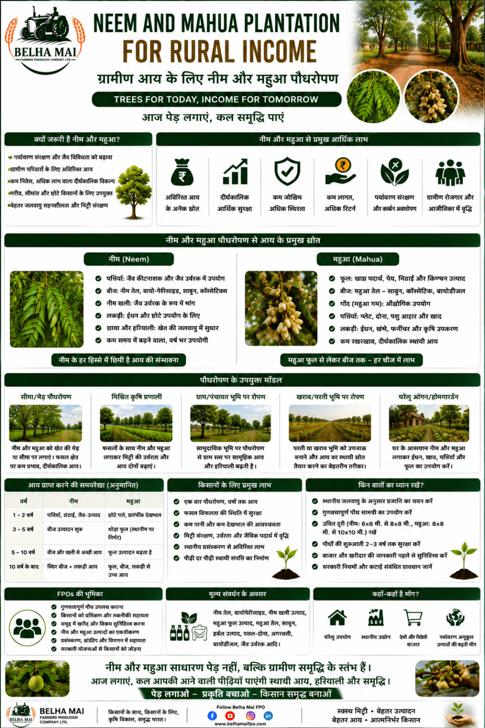 Neem And Mahua Plantation For Rural Income | Farmer Guide | Abhay Singh ...