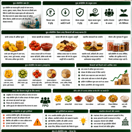 Benefits of food processing for farmers with value-added food products, farmer income, FPO and Belha Mai FPO logo