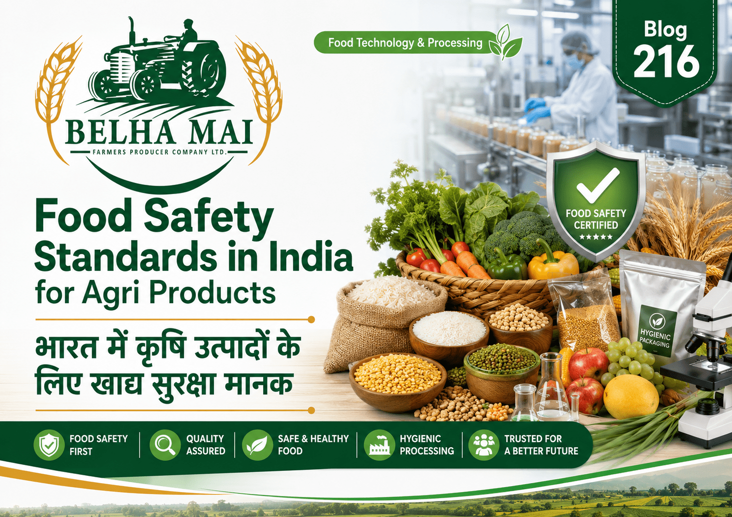 Food Safety Standards in India for Agri Products 1 Food Safety Standards in India for agri products by Belha Mai FPO