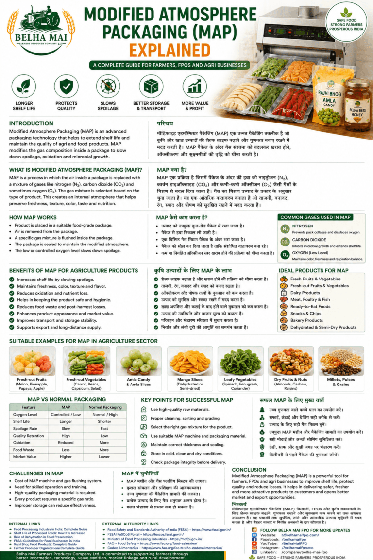 Modified Atmosphere Packaging MAP explained for farmers FPOs and agri businesses by Belha Mai FPO