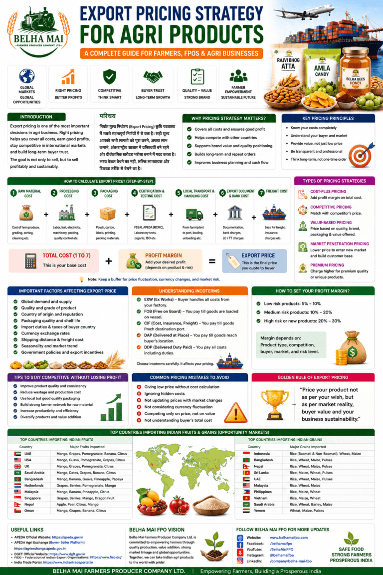 Export Pricing Strategy for agri products by Belha Mai FPO