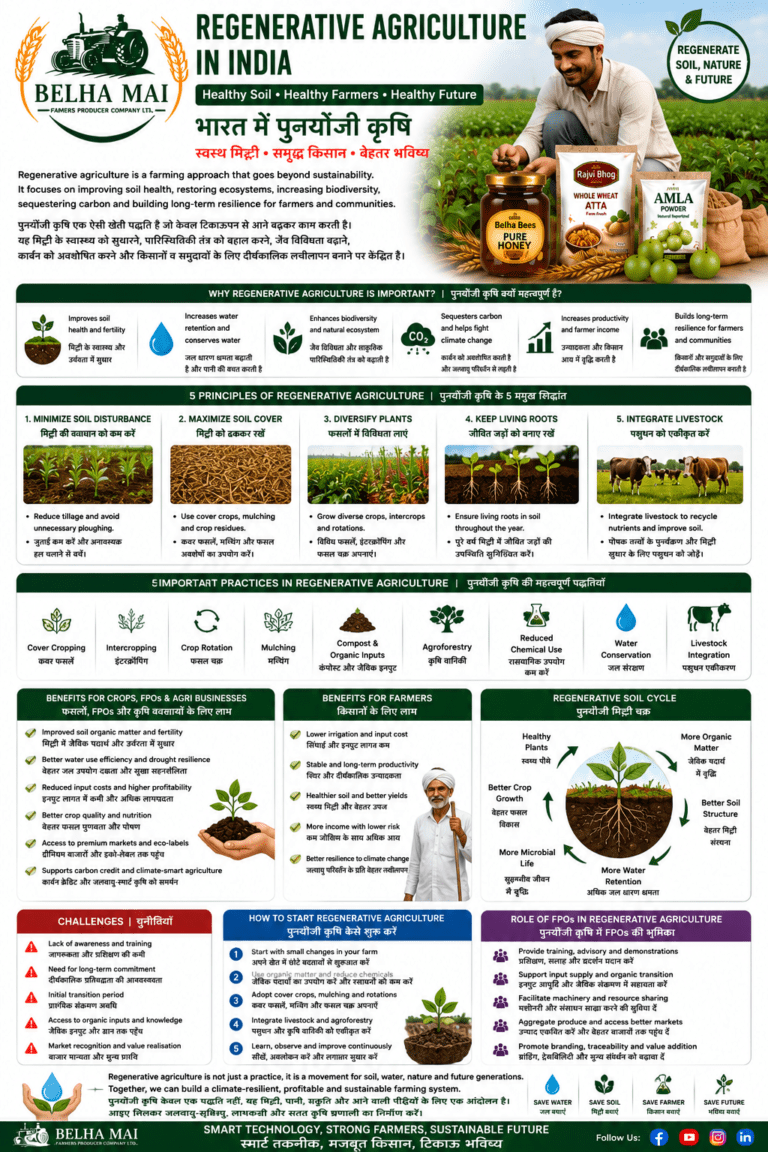 Regenerative agriculture in India for soil health water conservation and farmer income by Belha Mai FPO