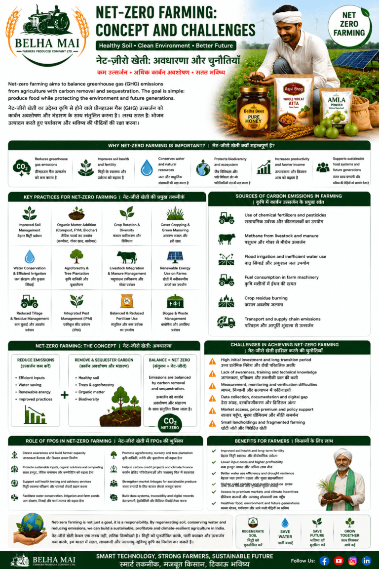 Net-zero farming concept and challenges for farmers FPOs and sustainable agriculture by Belha Mai FPO
