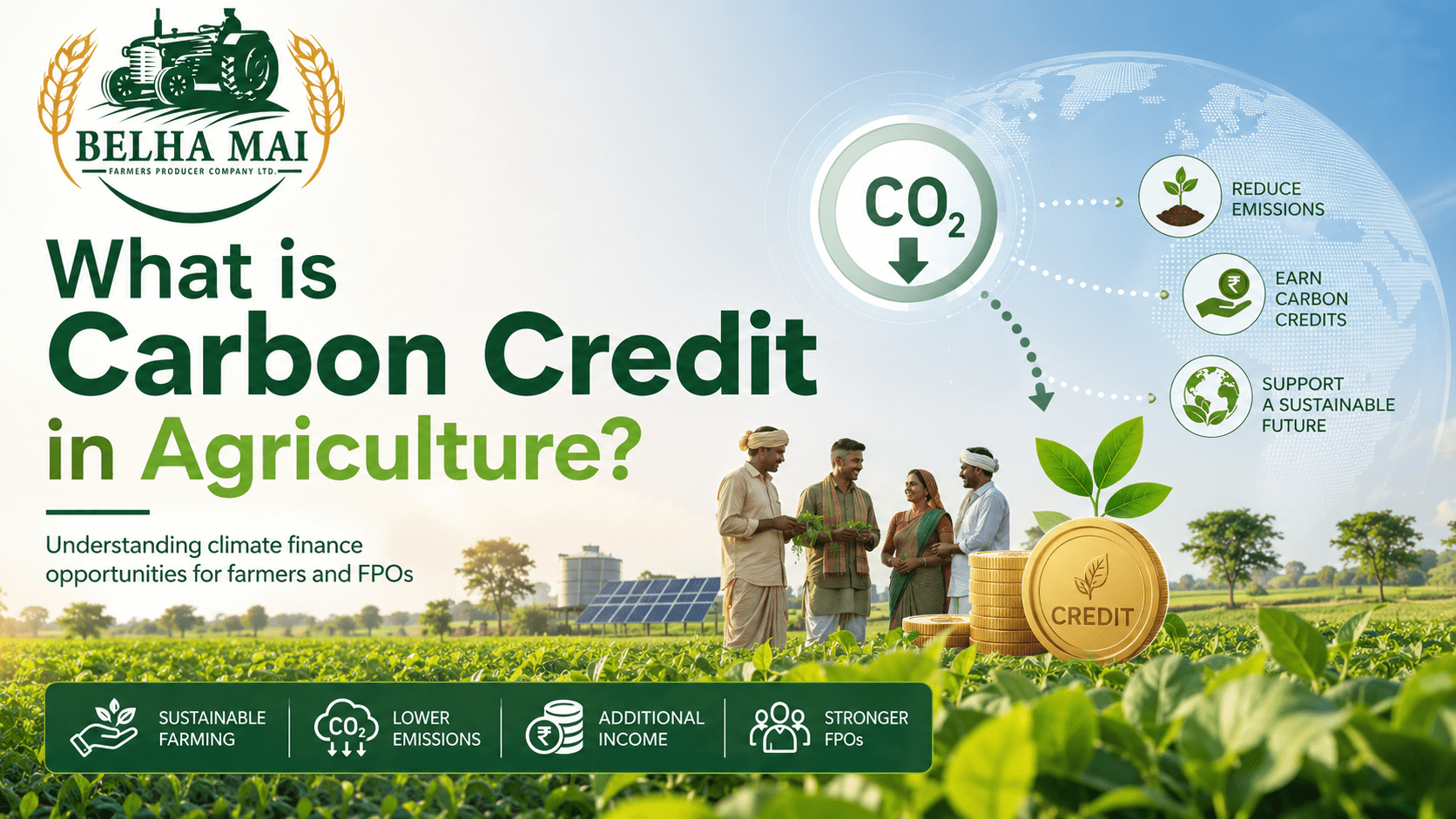 What is carbon credit in agriculture explained for farmers and FPOs by Belha Mai FPO